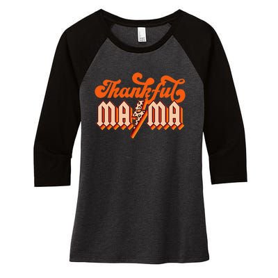 Thankful Mama Leopard Thanksgiving Mama Mom Women's Tri-Blend 3/4-Sleeve Raglan Shirt