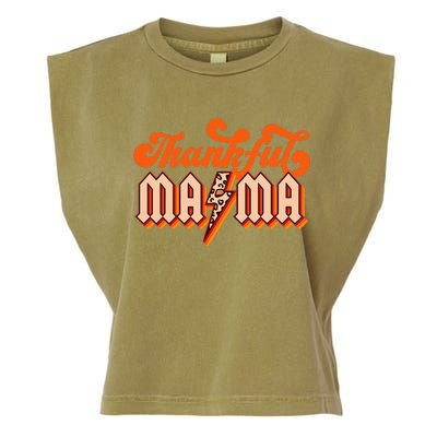 Thankful Mama Leopard Thanksgiving Mama Mom Garment-Dyed Women's Muscle Tee