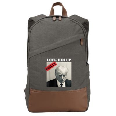 TRUMP MUGSHOT LOCK HIM UP GUILTY JAIL PRISON ANTITRUMP Cotton Canvas Backpack