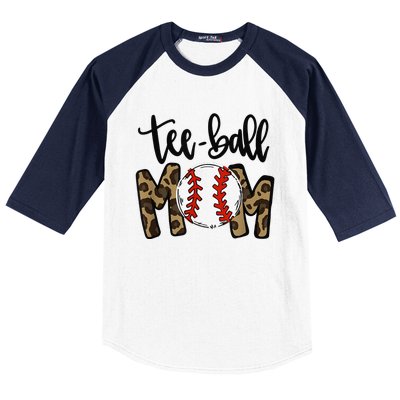 Teeball Mom Leopard Funny Ball Mom Mother's Day Baseball Sleeve Shirt