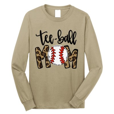 Teeball Mom Leopard Funny Ball Mom Mother's Day Long Sleeve Shirt