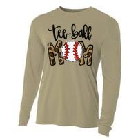 Teeball Mom Leopard Funny Ball Mom Mother's Day Cooling Performance Long Sleeve Crew