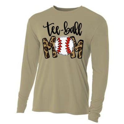 Teeball Mom Leopard Funny Ball Mom Mother's Day Cooling Performance Long Sleeve Crew