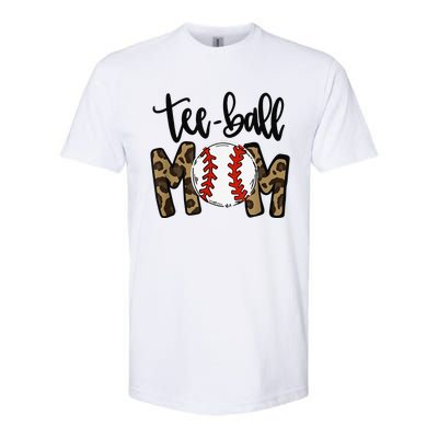 Teeball Mom Leopard Funny Ball Mom Mother's Day Softstyle CVC T-Shirt