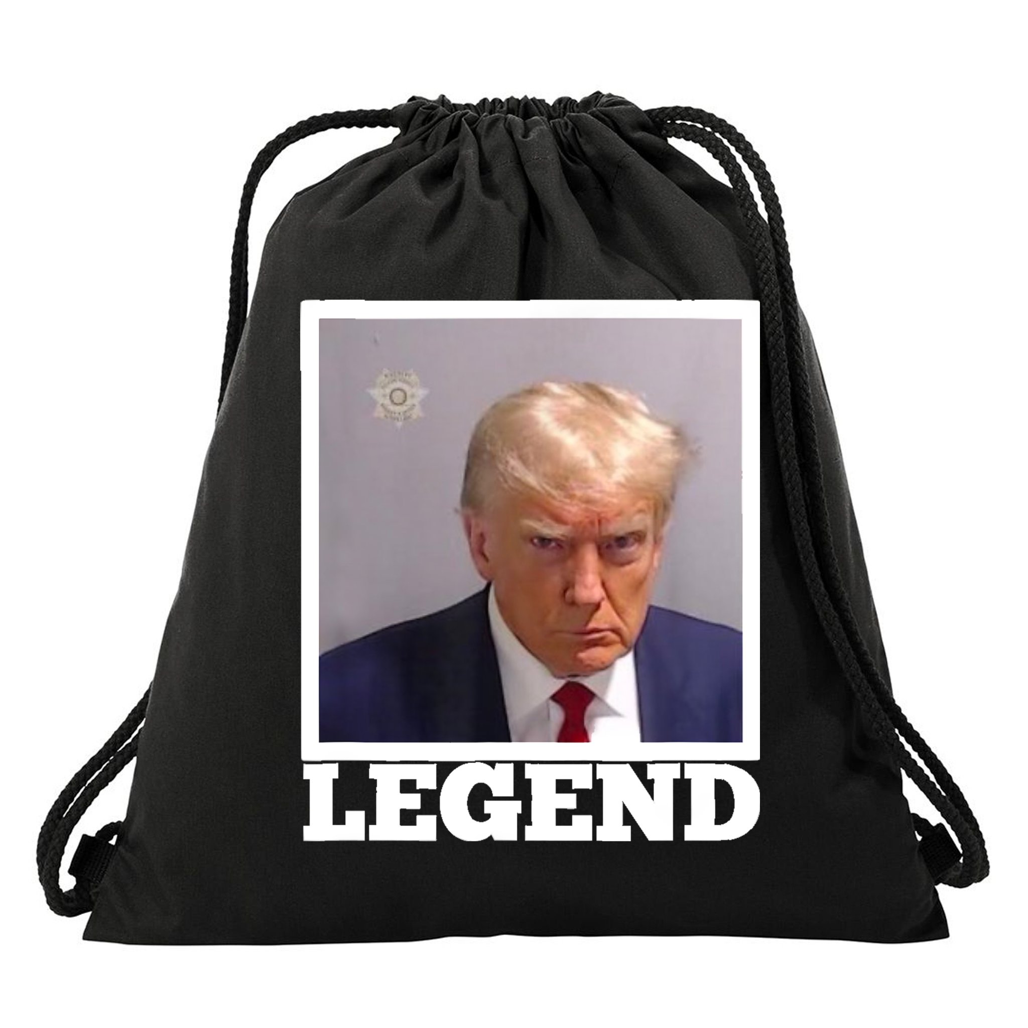 TRUMP MUGSHOT LEGEND President Trump 2024 Fulton Drawstring Bag