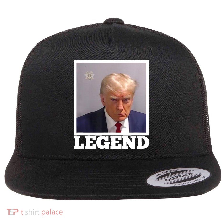 TRUMP MUGSHOT LEGEND President Trump 2024 Fulton Flat Bill Trucker Hat