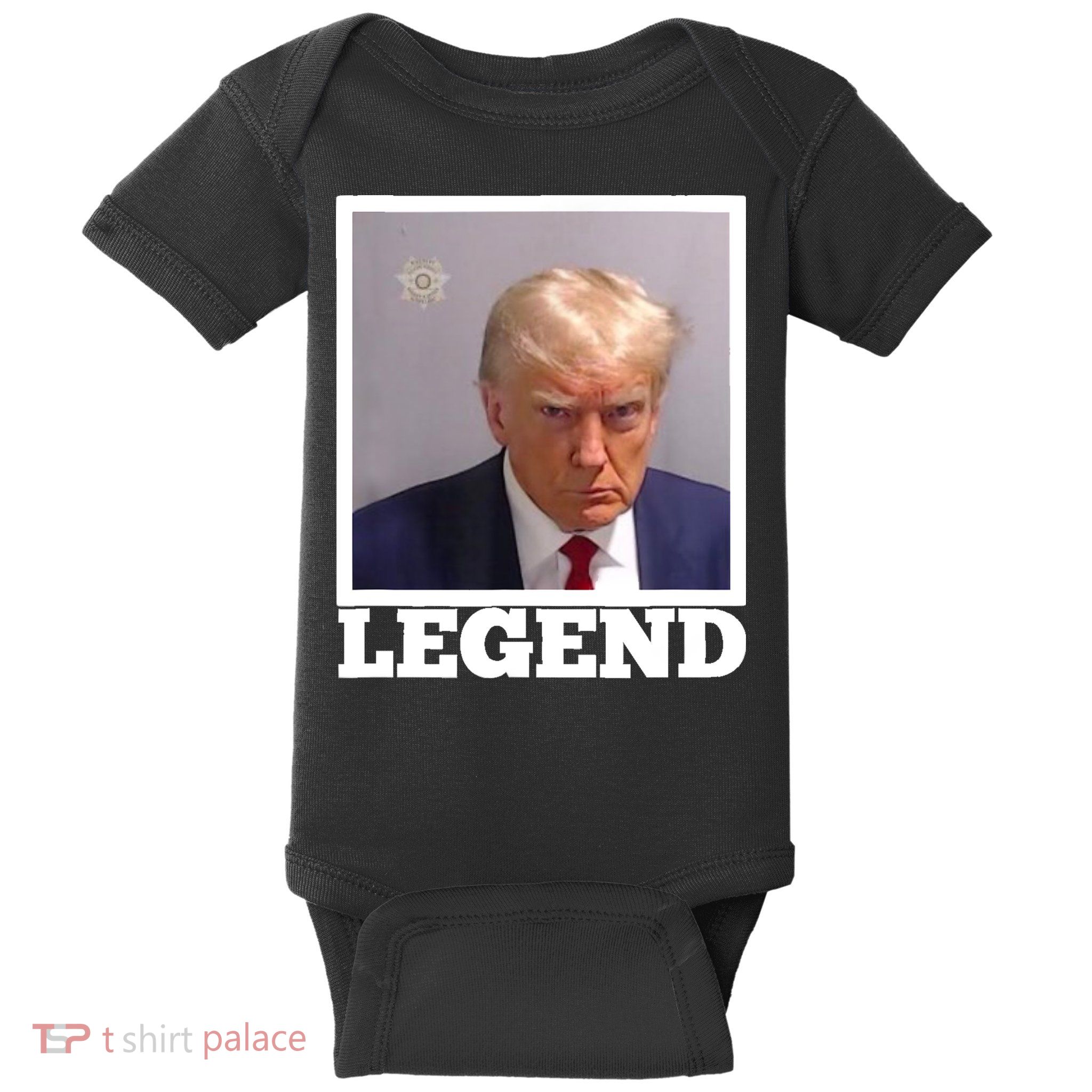 TRUMP MUGSHOT LEGEND President Trump 2024 Fulton Baby Bodysuit