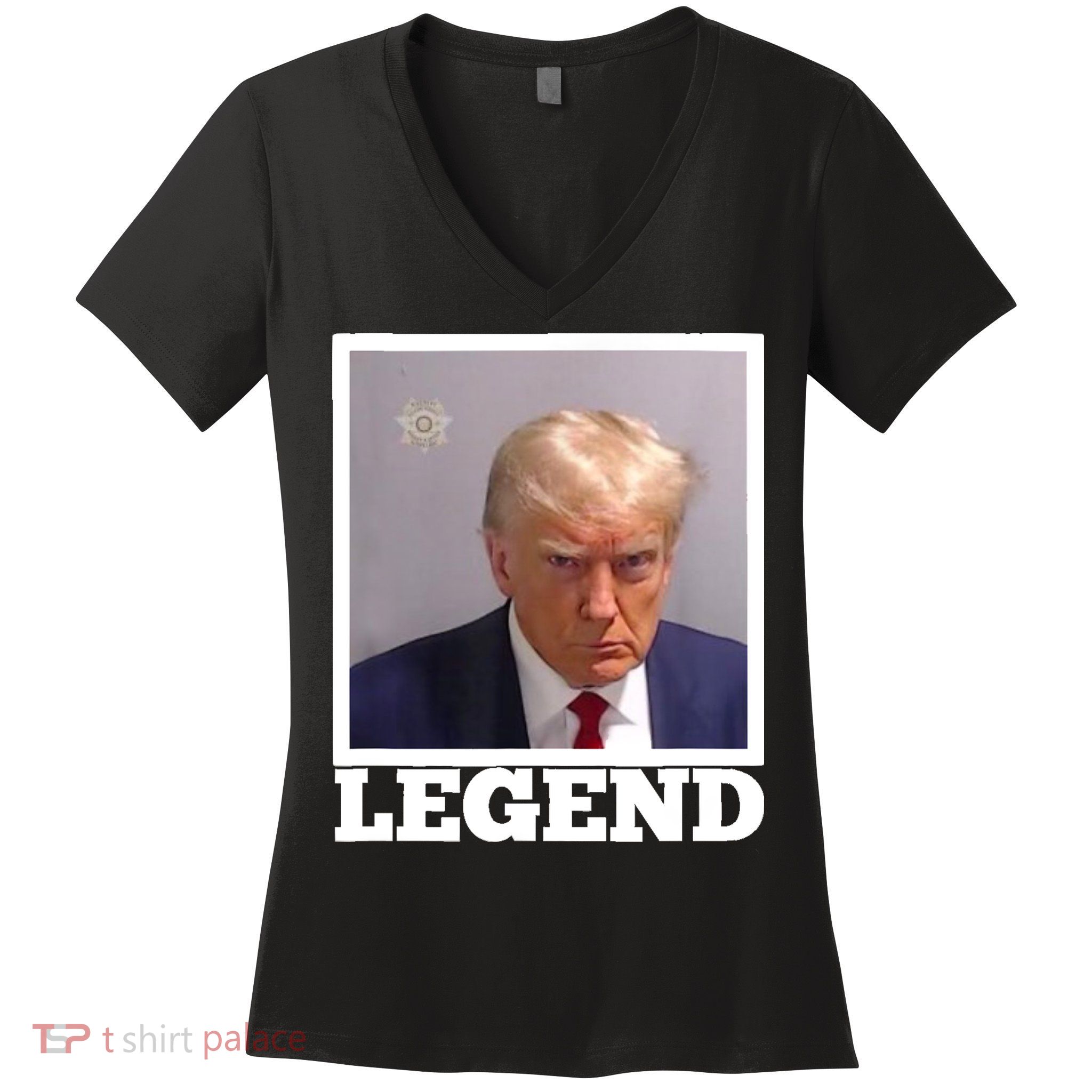 TRUMP MUGSHOT LEGEND President Trump 2024 Fulton Women's V-Neck T-Shirt