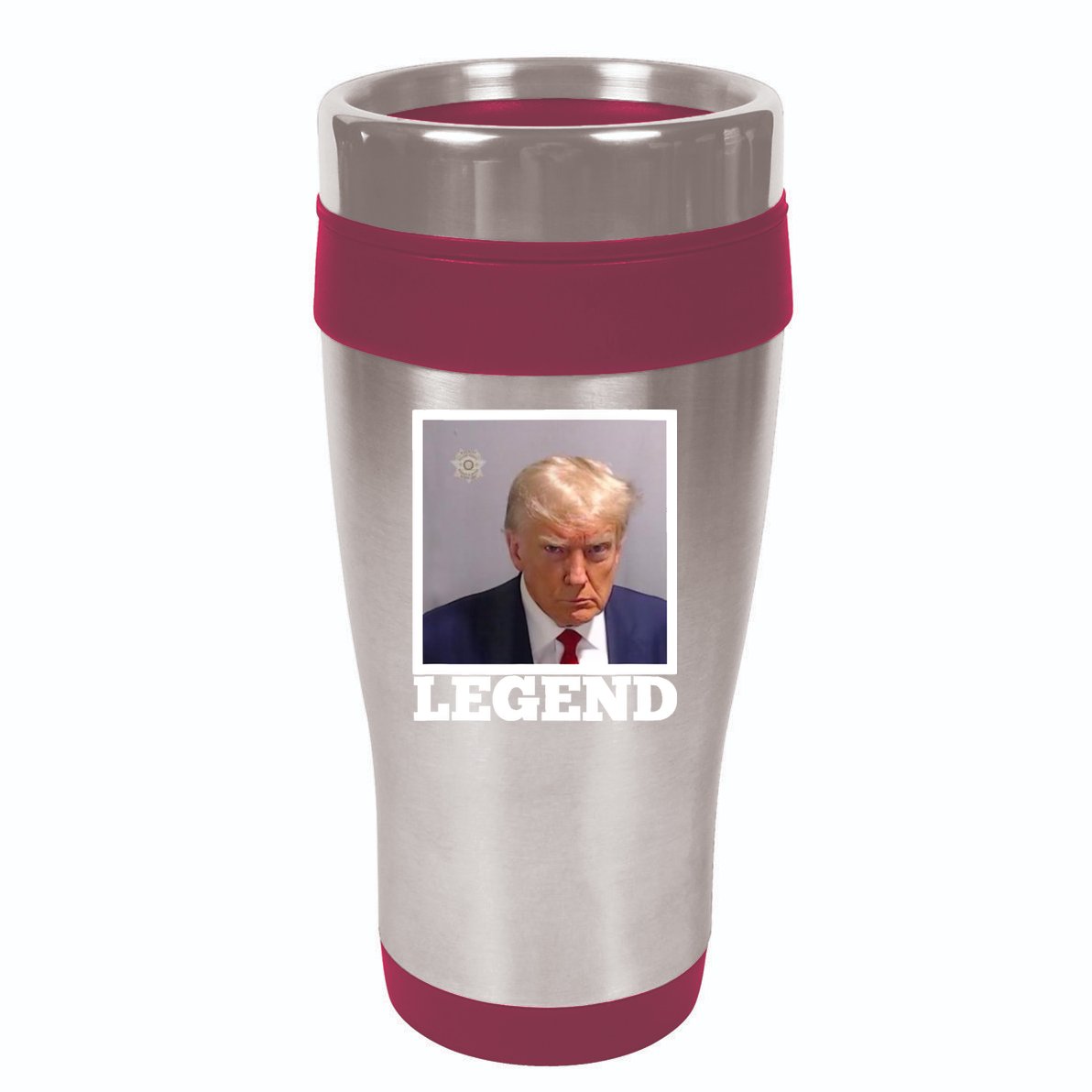 TRUMP MUGSHOT LEGEND President Trump 2024 Fulton 16oz Travel Tumbler