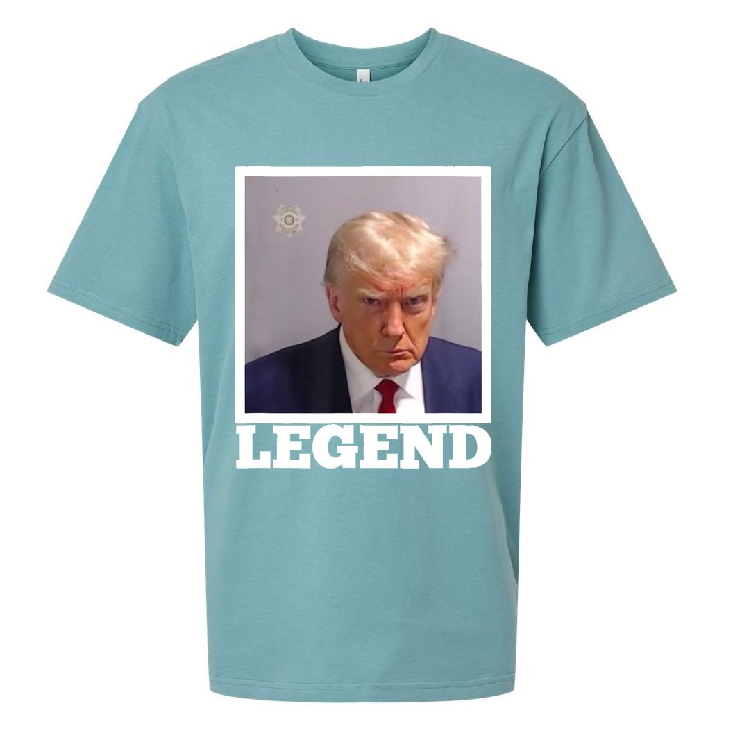 TRUMP MUGSHOT LEGEND President Trump 2024 Fulton Sueded Cloud Jersey T-Shirt
