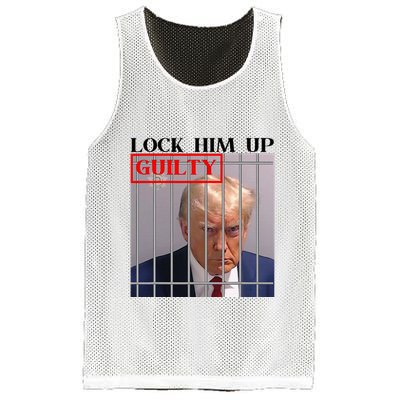 Trump Mugshot Lock Him Up Guilty Jail Prison Anti Trump Mesh Reversible Basketball Jersey Tank