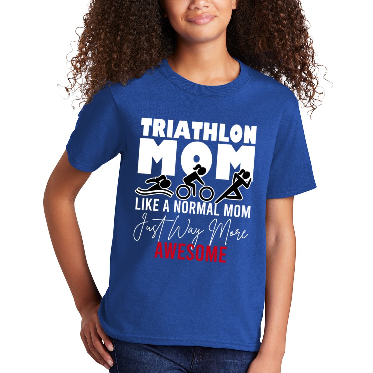 Triathlon Mom Like A Normal Mom But Way More Awesome Cute Gift Kids T-Shirt