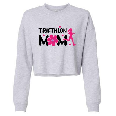 Triathlon Mom Like A Normal Mom Just Way More Awesome Sport Gift Cropped Pullover Crew