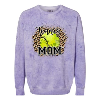 Tennis Mom Leopard Tennis Lovers Mother's Day Cute Gift Colorblast Crewneck Sweatshirt