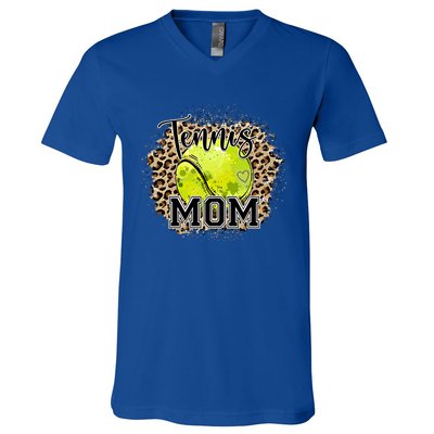 Tennis Mom Leopard Tennis Lovers Mother's Day Cute Gift V-Neck T-Shirt