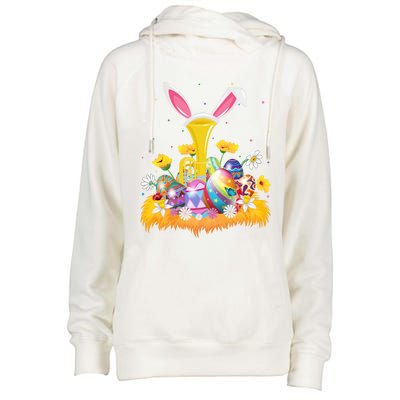 Tuba Music Lover Easter Egg Funny Tuba Easter Sunday Cute Gift Womens Funnel Neck Pullover Hood