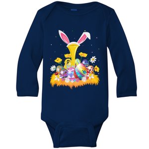 Tuba Music Lover Easter Egg Funny Tuba Easter Sunday Cute Gift Baby Long Sleeve Bodysuit