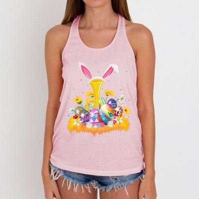 Tuba Music Lover Easter Egg Funny Tuba Easter Sunday Cute Gift Women's Knotted Racerback Tank