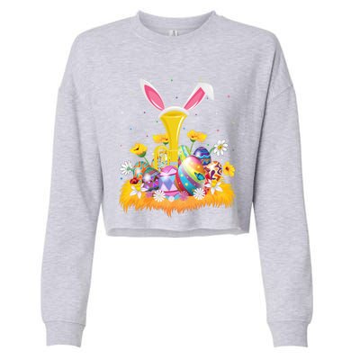 Tuba Music Lover Easter Egg Funny Tuba Easter Sunday Cute Gift Cropped Pullover Crew