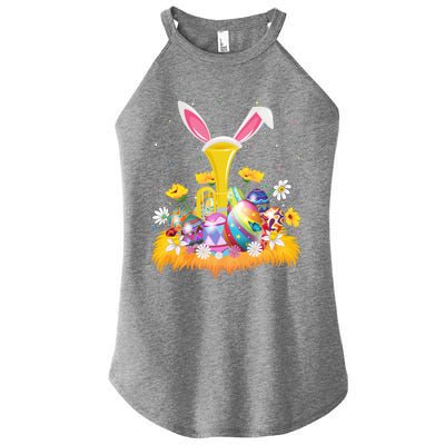 Tuba Music Lover Easter Egg Funny Tuba Easter Sunday Cute Gift Women's Perfect Tri Rocker Tank