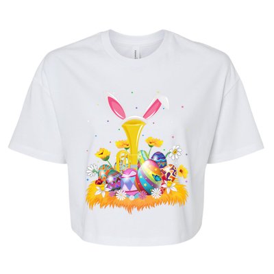 Tuba Music Lover Easter Egg Funny Tuba Easter Sunday Cute Gift Bella+Canvas Jersey Crop Tee