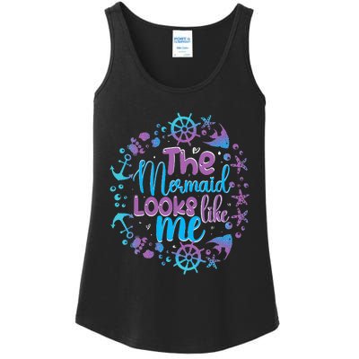 The mermaid looks like me black quote Ladies Essential Tank