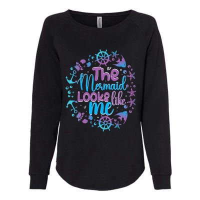 The mermaid looks like me black quote Womens California Wash Sweatshirt