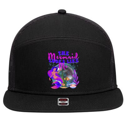 The Mermaid Looks Like Me Black Girl 7 Panel Mesh Trucker Snapback Hat