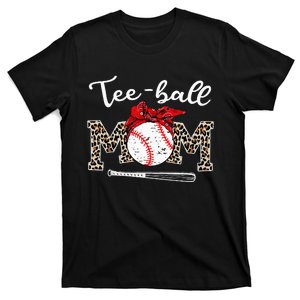 Teeball Mom Leopard Funny Teeball Mom MotherS Day T-Shirt