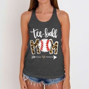 Teeball Mom Leopard Mom Funny Ball Mom Mother's Day Women's Knotted Racerback Tank