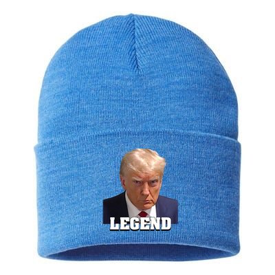 Trump Mugshot Legend President Trump 2024 Great Gift Sustainable Knit Beanie