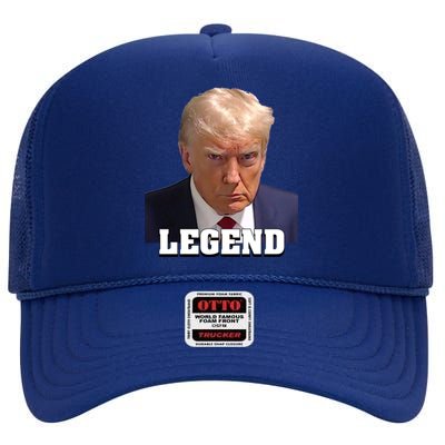 Trump Mugshot Legend President Trump 2024 Great Gift High Crown Mesh Back Trucker Hat