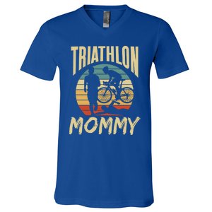 Triathlon Mommy Lover Sport Triathlete Mom Mother Mama Gift V-Neck T-Shirt