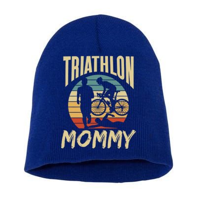 Triathlon Mommy Lover Sport Triathlete Mom Mother Mama Gift Short Acrylic Beanie