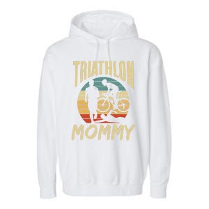 Triathlon Mommy Lover Sport Triathlete Mom Mother Mama Gift Garment-Dyed Fleece Hoodie