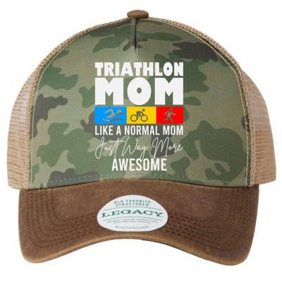 Triathlon Mom Love To Run Bike And Swim Triathlon Gift Legacy Tie Dye Trucker Hat