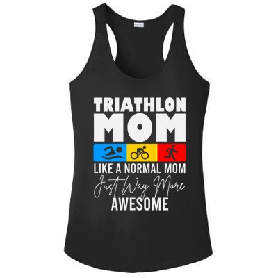 Triathlon Mom Love To Run Bike And Swim Triathlon Gift Ladies PosiCharge Competitor Racerback Tank