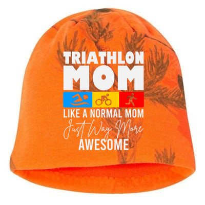 Triathlon Mom Love To Run Bike And Swim Triathlon Gift Kati - Camo Knit Beanie