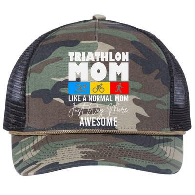 Triathlon Mom Love To Run Bike And Swim Triathlon Gift Retro Rope Trucker Hat Cap