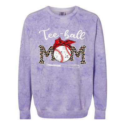 Teeball Mom Leopard Funny Teeball Mom MotherS Day 2024 Colorblast Crewneck Sweatshirt