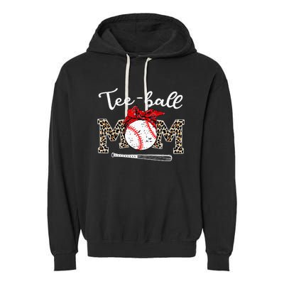 Teeball Mom Leopard Funny Teeball Mom MotherS Day 2024 Garment-Dyed Fleece Hoodie