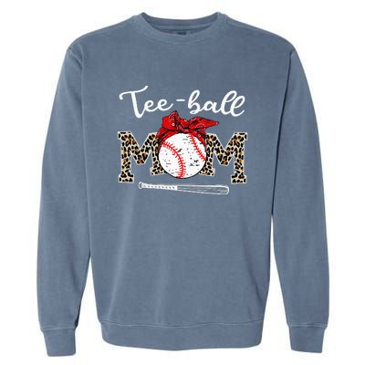 Teeball Mom Leopard Funny Teeball Mom MotherS Day 2024 Garment-Dyed Sweatshirt