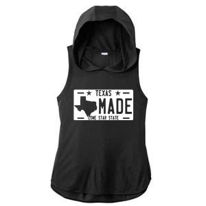 Texas Made Lone Star License Plate Ladies PosiCharge Tri-Blend Wicking Draft Hoodie Tank