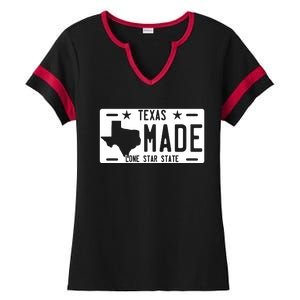 Texas Made Lone Star License Plate Ladies Halftime Notch Neck Tee