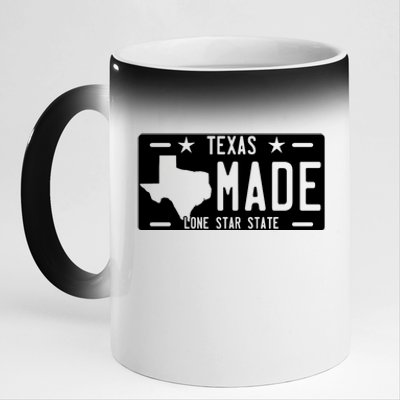 Texas Made Lone Star License Plate 11oz Black Color Changing Mug