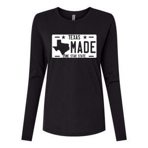 Texas Made Lone Star License Plate Womens Cotton Relaxed Long Sleeve T-Shirt