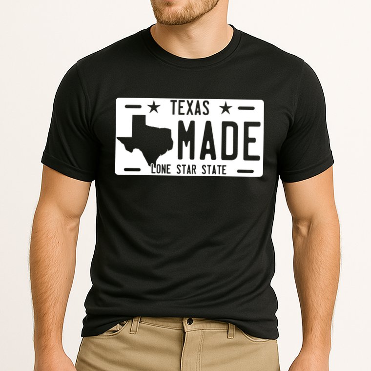 Texas Made Lone Star License Plate Cooling Performance Crew T-Shirt