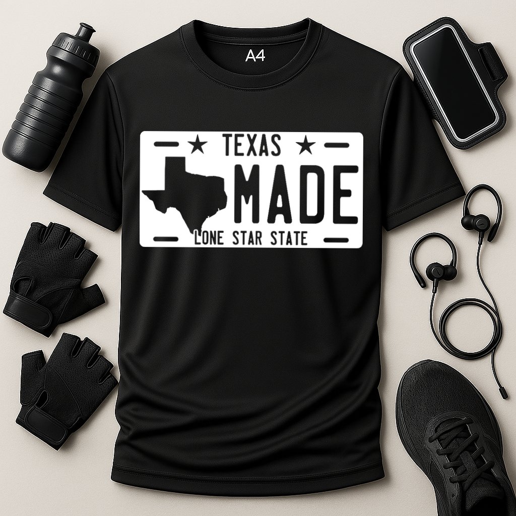 Texas Made Lone Star License Plate Cooling Performance Crew T-Shirt
