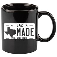 Texas Made Lone Star License Plate 11oz C Handle Ceramic Mug