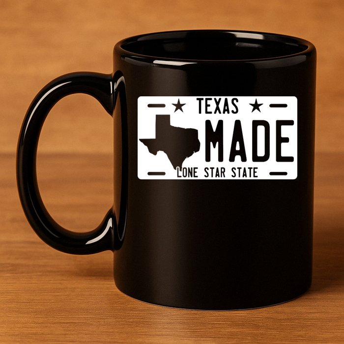 Texas Made Lone Star License Plate 11oz C Handle Ceramic Mug